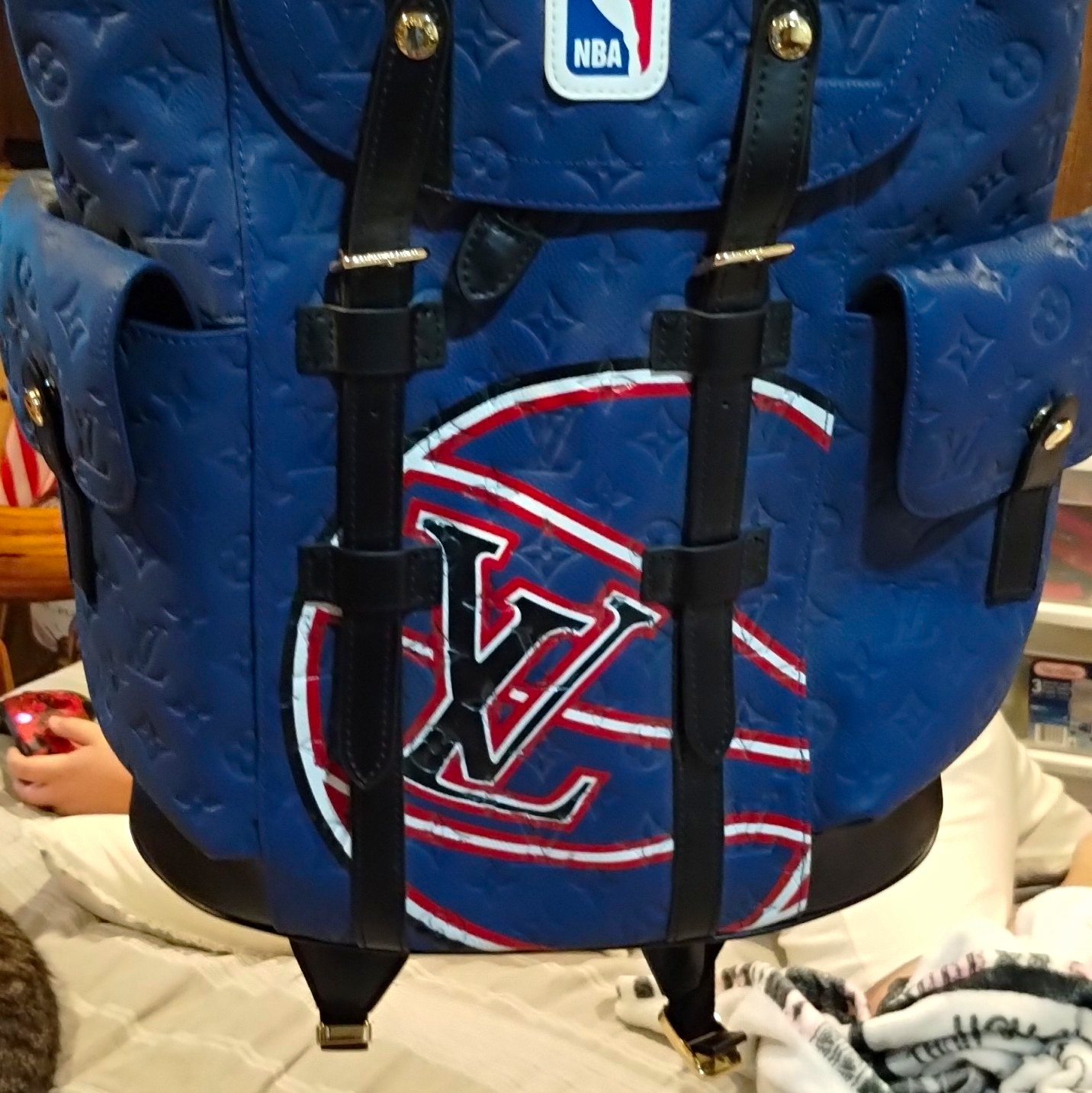 Louis Vuitton LV x NBA Blue/Black Monogram Backpack w/ Gold Hardware