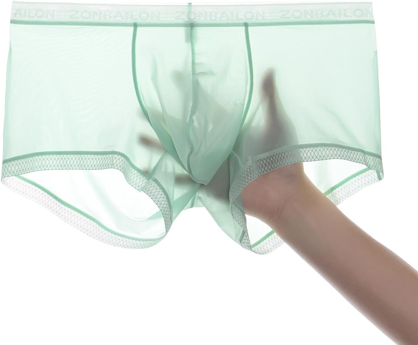 Zonbailon Men’s Ice Silk Boxer Briefs Transparent Stretch See-Through Underwear