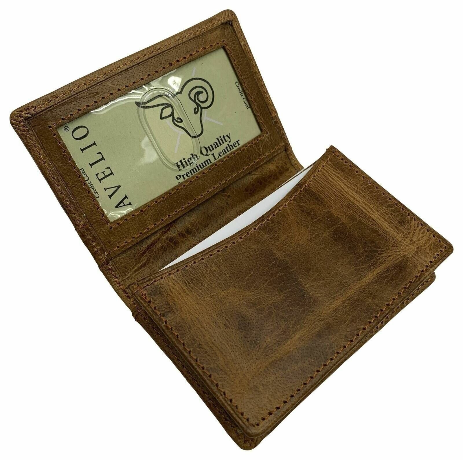 Genuine Leather Business Card Holder Name Card Case Credit Card Wallet with ID W