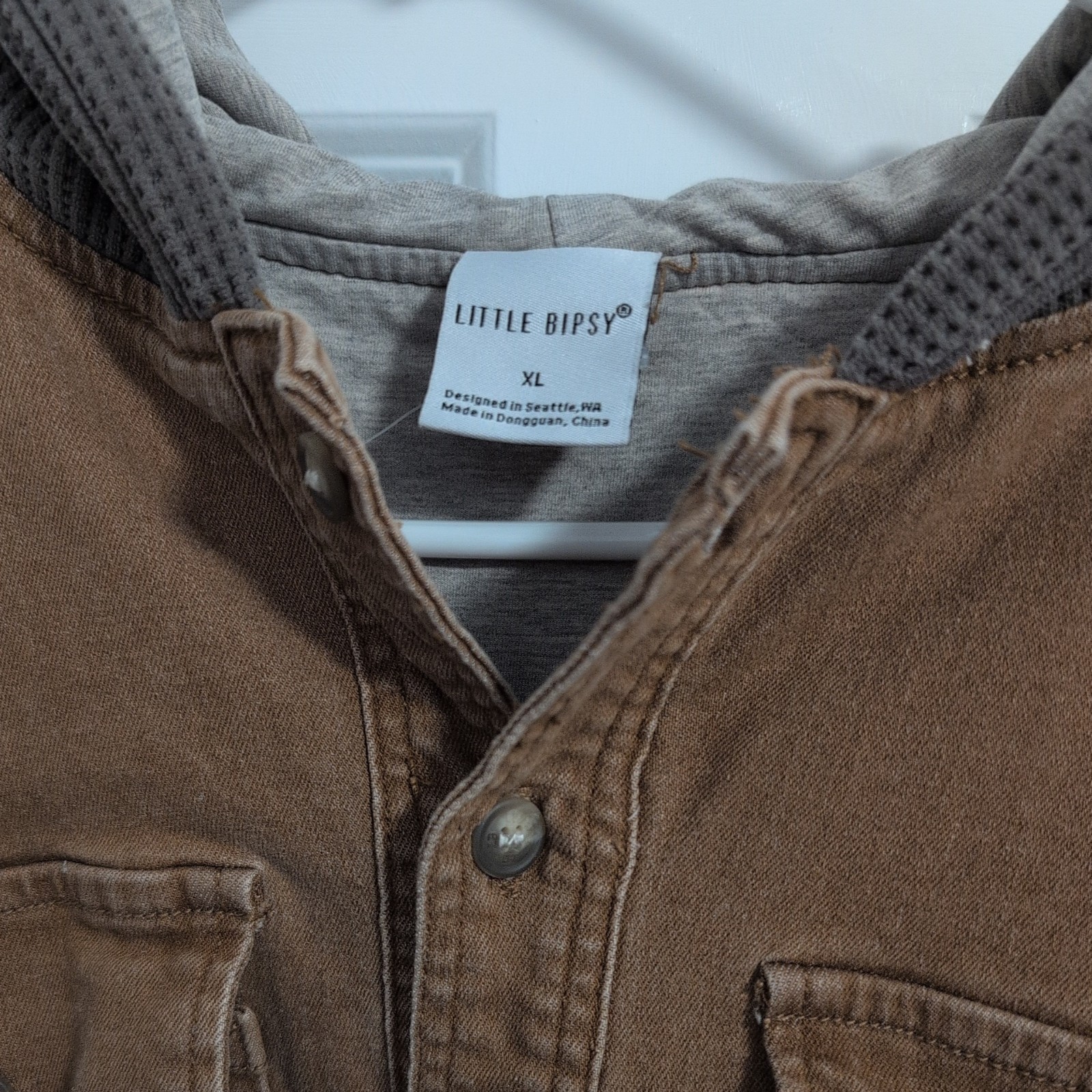 New Without Tags Little Bipsy Shacket Mens XL Brown Hooded Shirt/Jacket