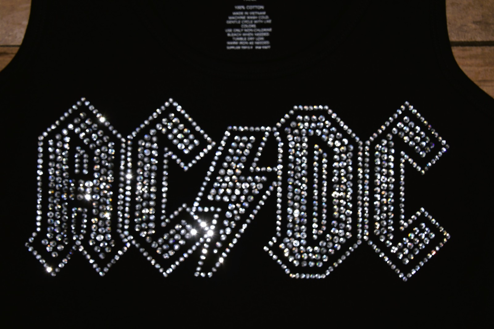 AC/DC rhinestone bling shirt or tank XS S M L XL XXL 1X 2X 3X 4X 5X clear