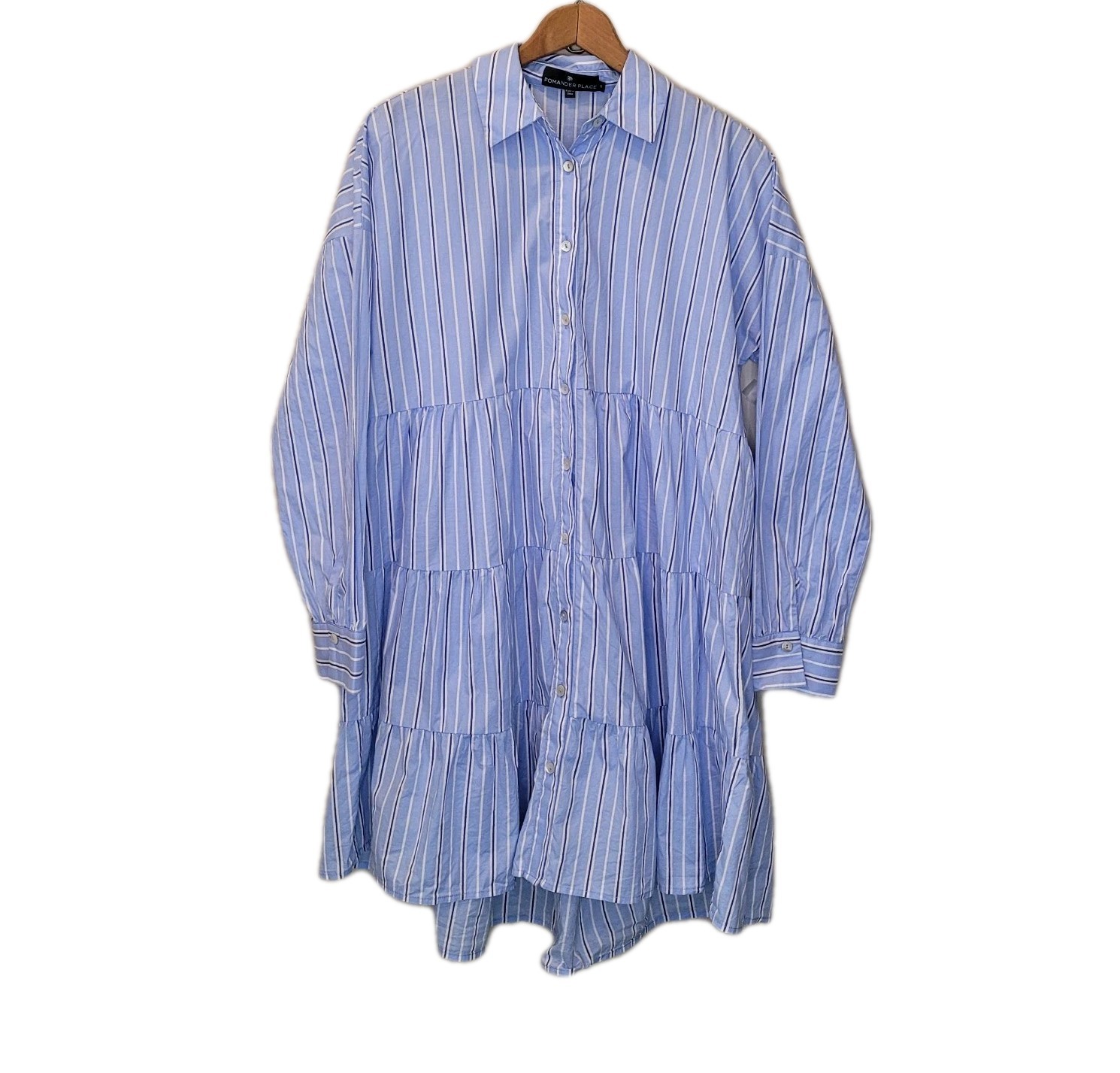 Pomander Place Tuckernuck Pinstripe Shades Of Blue Cara Dress Size Small Preppy
