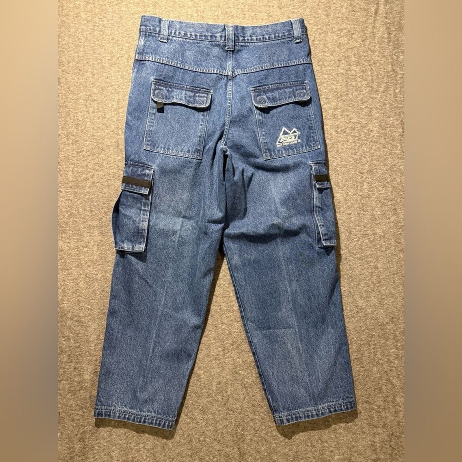 First Down Vtg Cargo Jeans mens 38×32 blue heavy utility baggy Y2K hiphop wide
