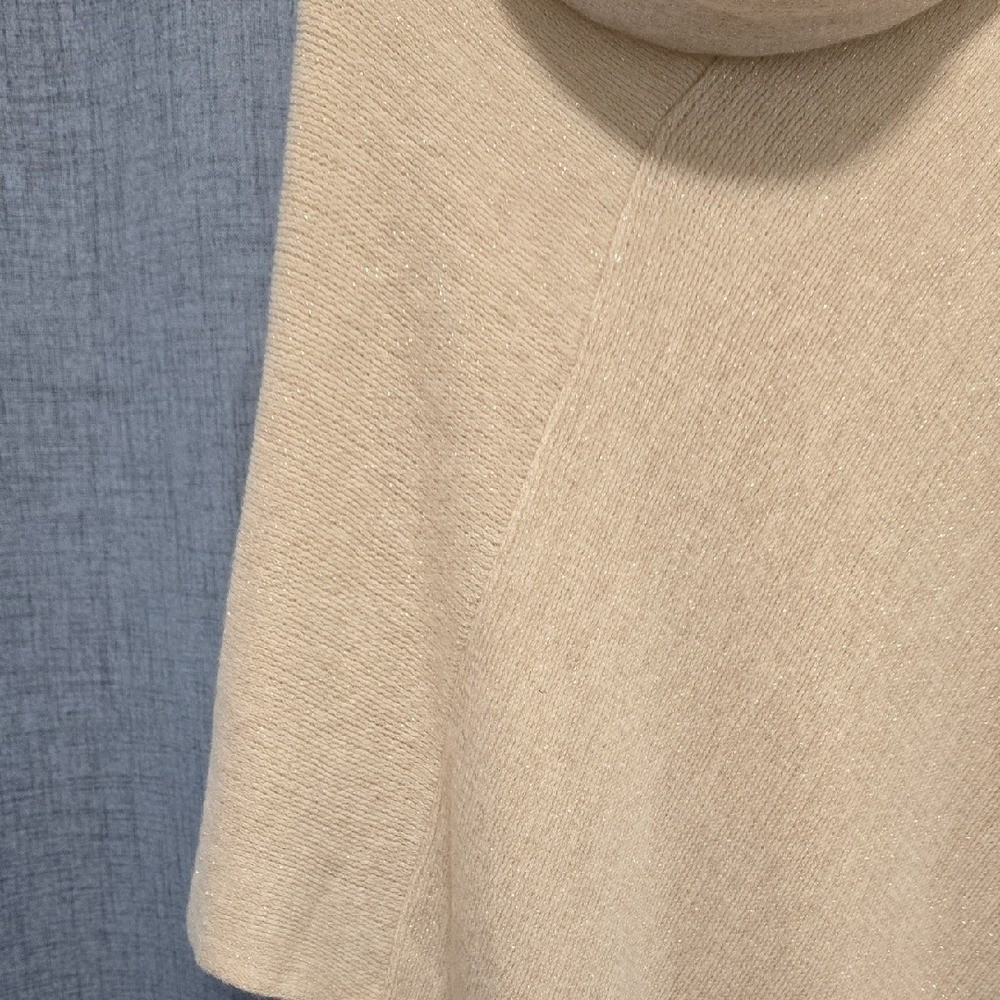 Chico’s Cream Knit Poncho with Metallic Accents