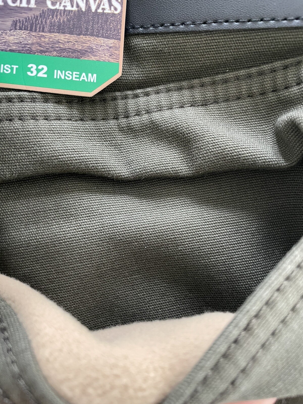 New Weatherproof Vintage Fleece Lined Stretch Canvas Style Olive Green W38L30