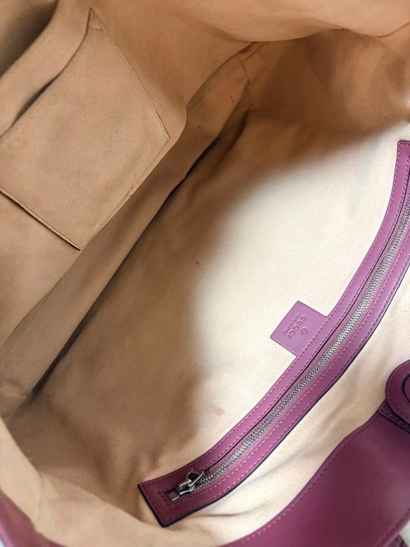 GUCCI GG Blooms Shoulder Hand Bag Magnetic Leather PVC Bordeaux Red Beige Japan