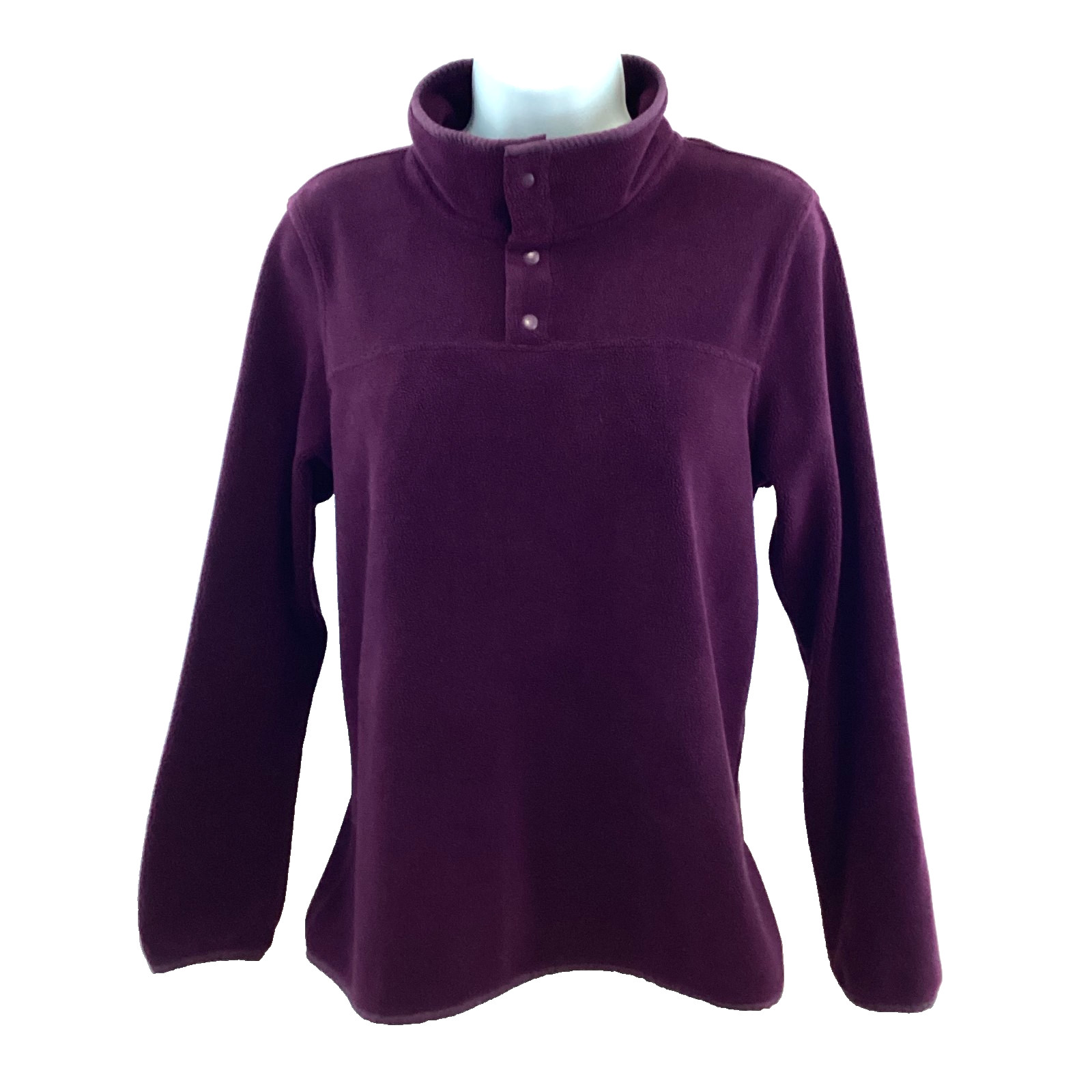32 Degrees Heat Womens Small Plum Fleece Pullover 1/4 Snap Mock Neck Cozy