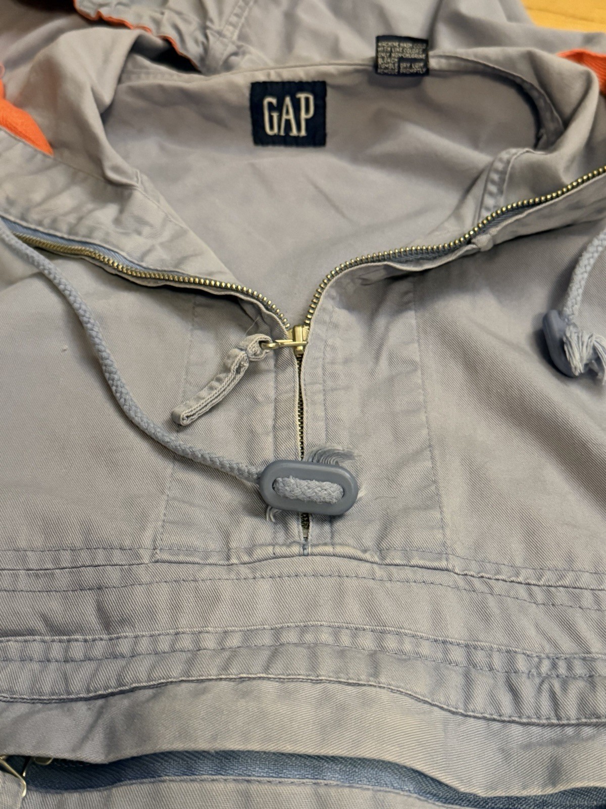 GAP Vintage ’90s Light Purple Hooded COTTON Anorak Popover Jacket Size S Pockets