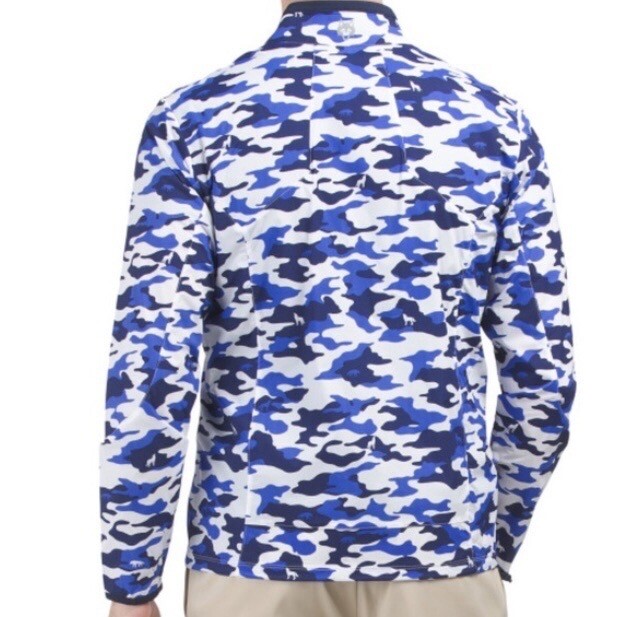 Greyson Trailwolf Golf Jacket Large Cobalt Blue Camo Full Zip Windbreaker Shell