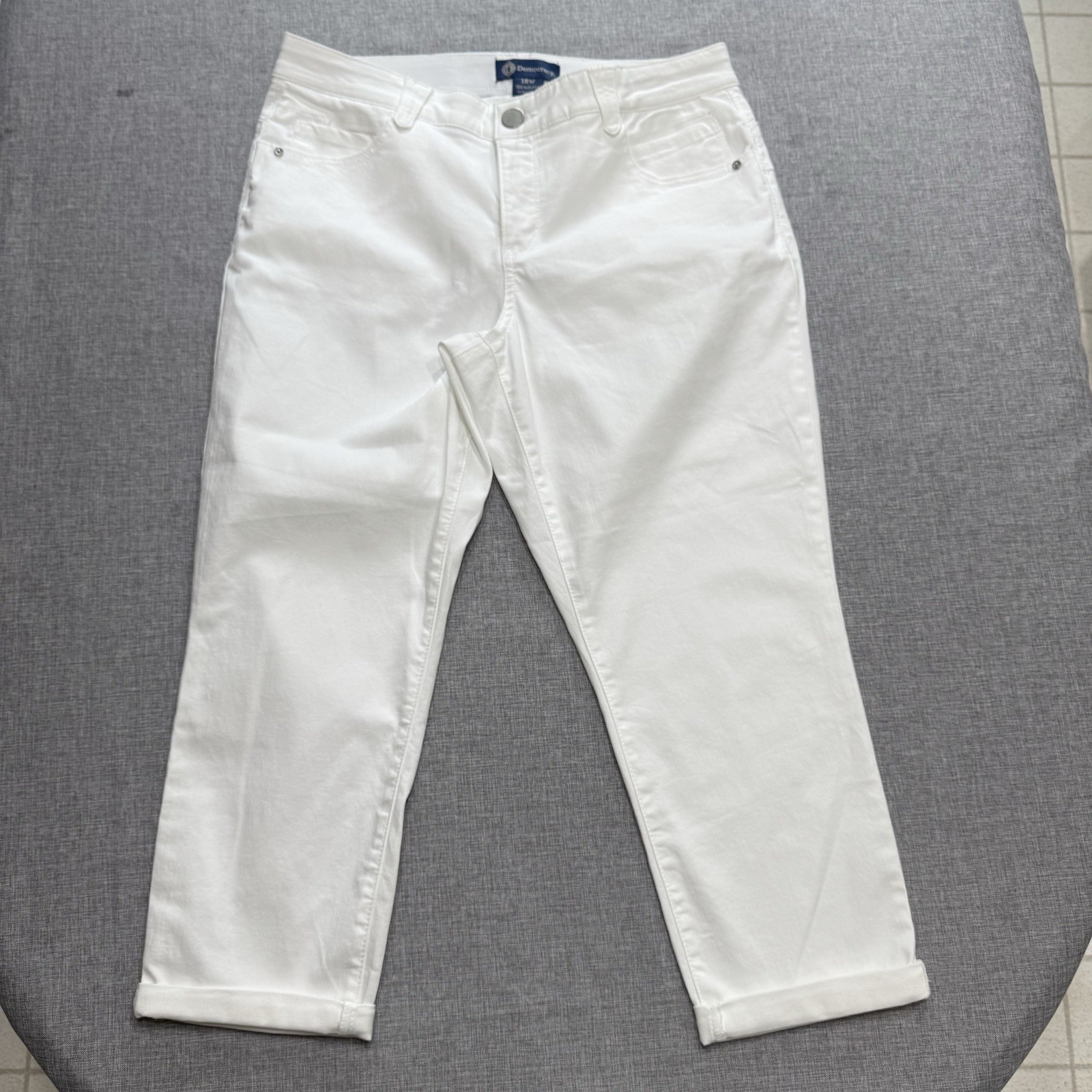 Democracy Ab Solution Optic White Ankle Skimmer 18W Cropped Jeans Stretch Denim