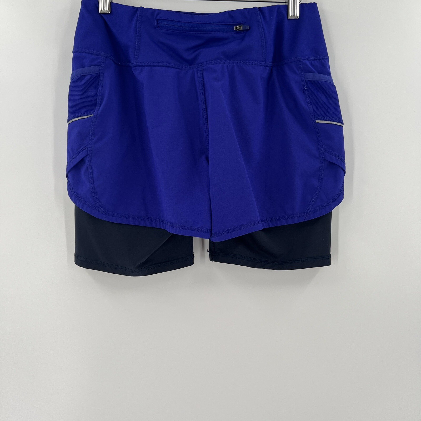 Athleta Womens Ready Set 2 in 1 Running Shorts Blue Black Size Small