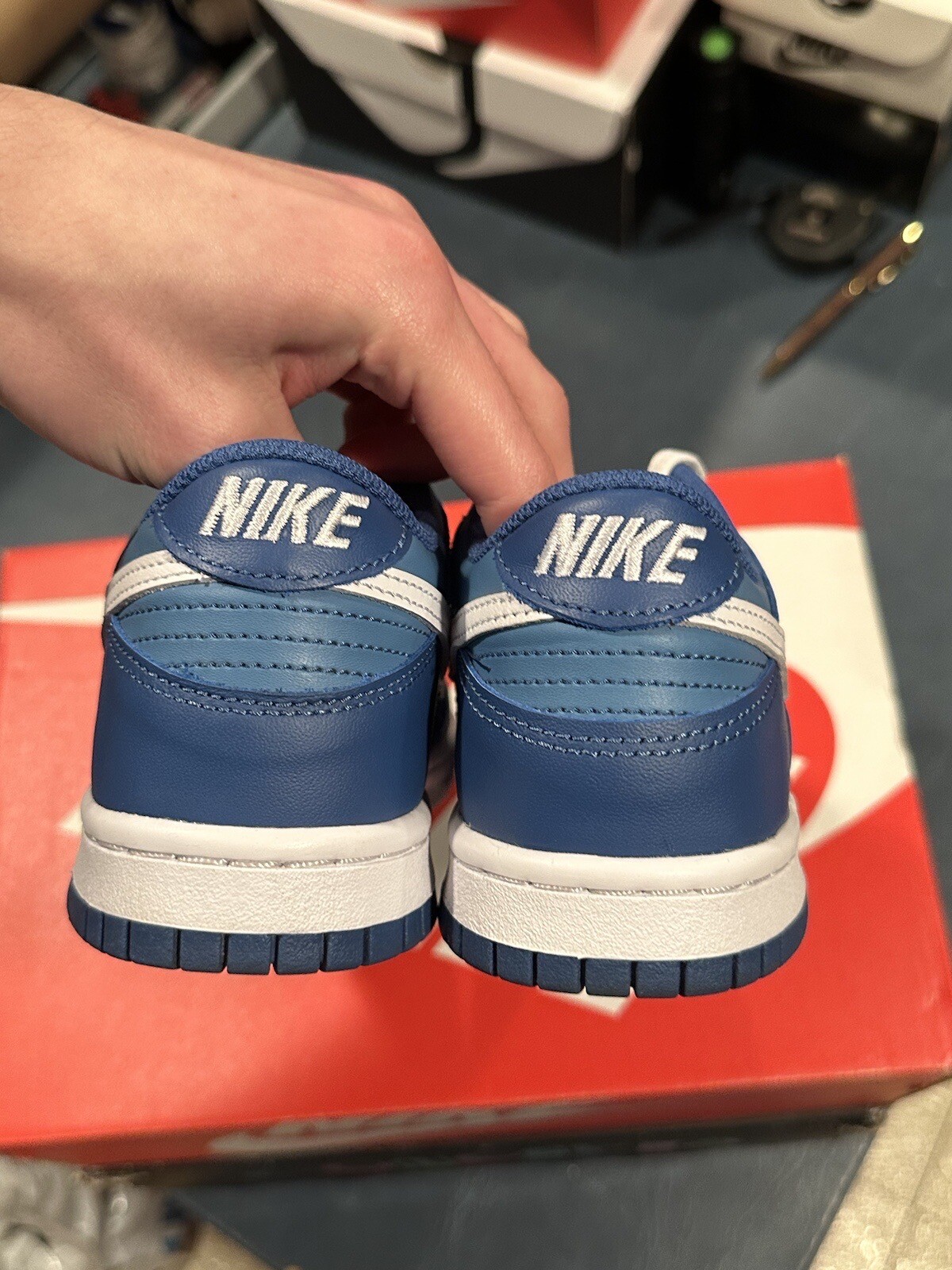 Size 4Y – Nike Dunk Low GS Dark Marine Blue White DH9765-400