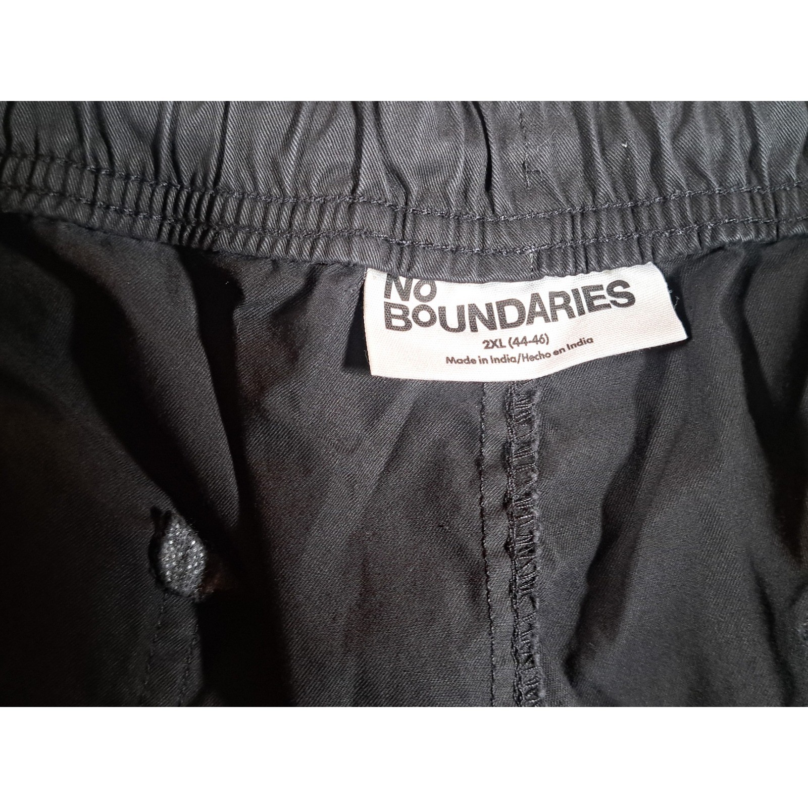 No Boundaries Mens Black Cargo Pants Straight Fit Elastic Waist 2XL 44-46 NWT