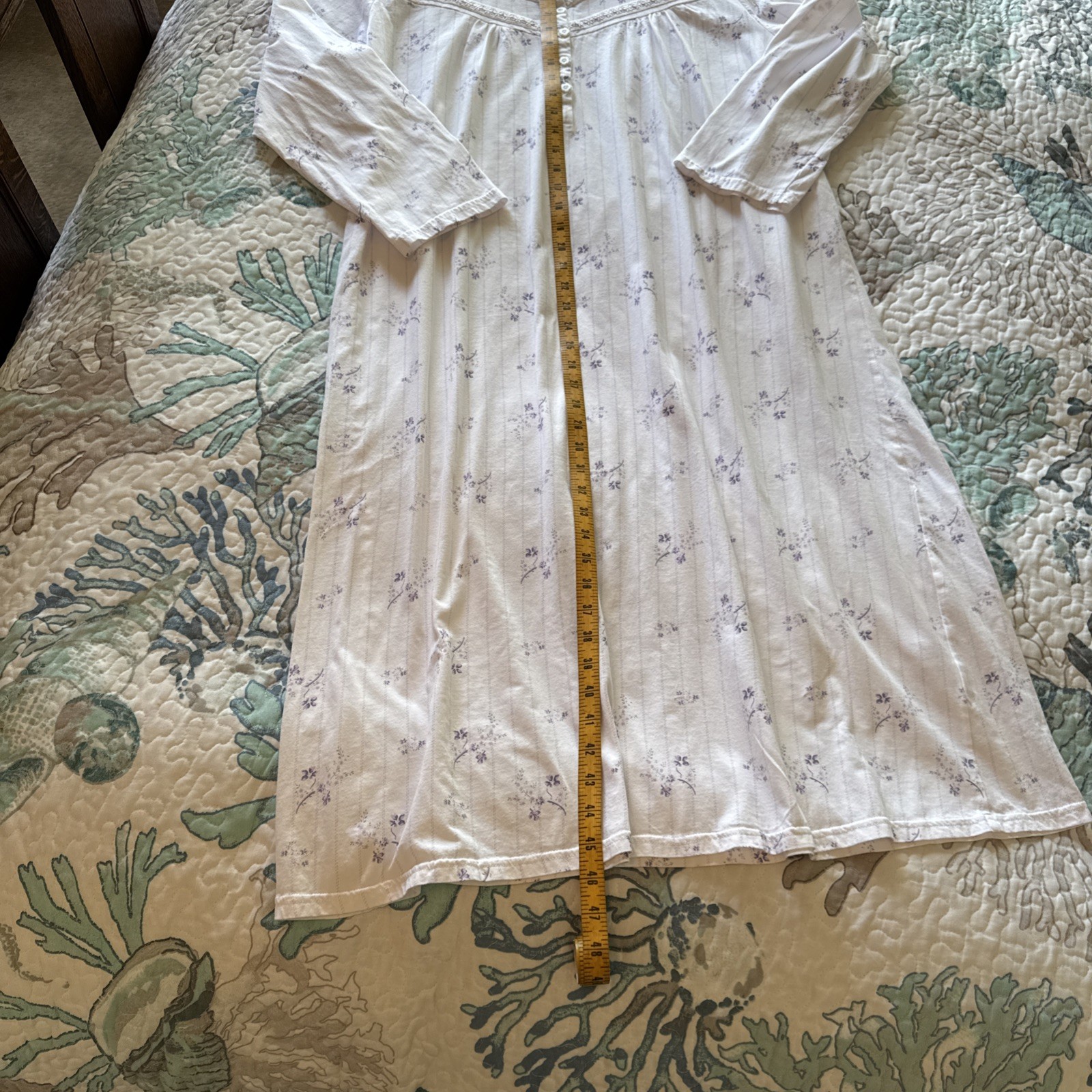 Keyocean long Nightgown 100% Cotton Comfortable Lightweight Long-Sleeve XL