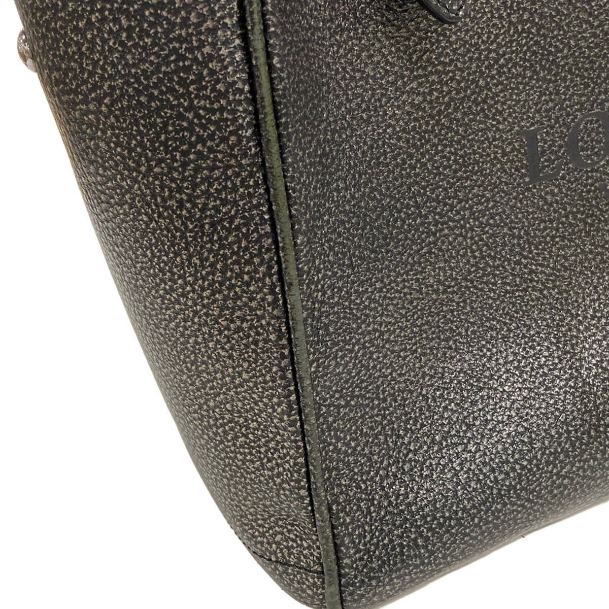 LOEWE Heritage Black Bronze Leather Tote Bag Clochette From Japan Auth
