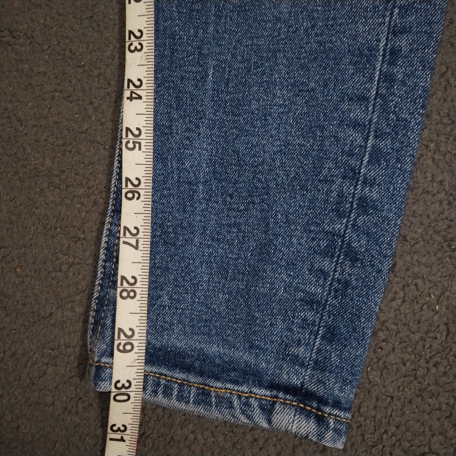 Arne Jeans Mens 30×30 Regular Blue Denim Slim Stretch Whisker Leather Logo Fade