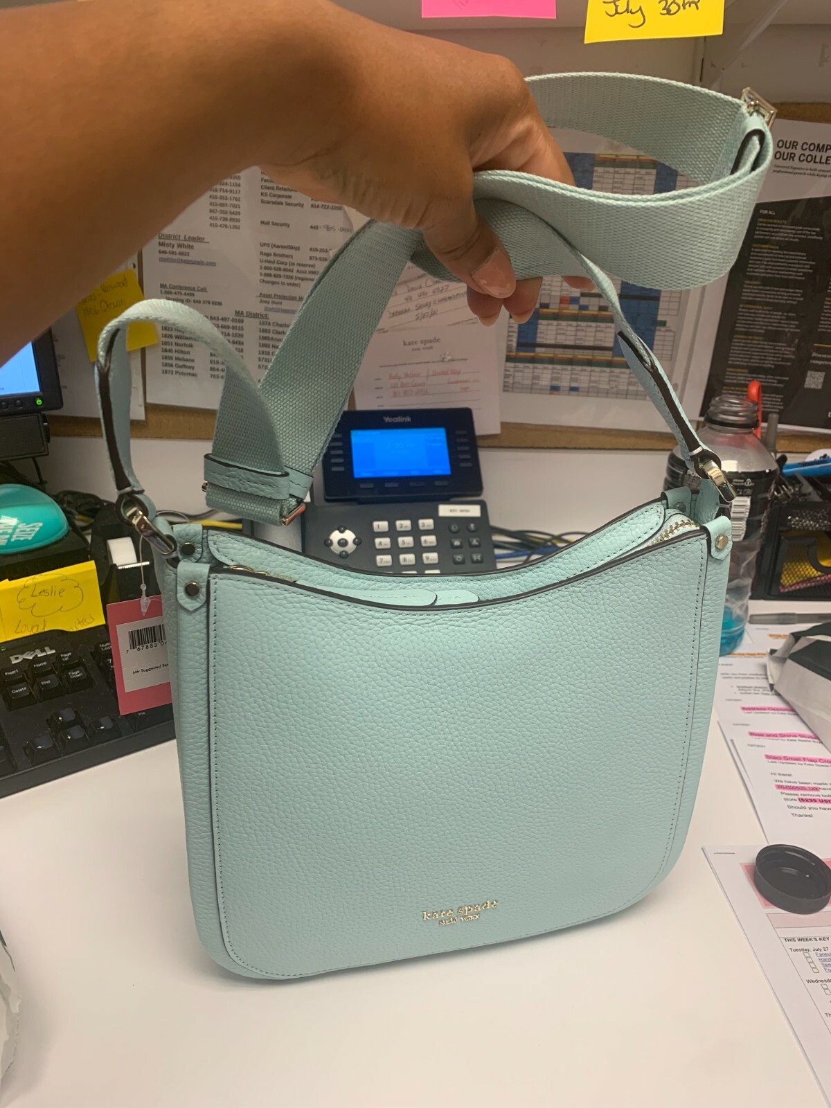 R Kate Spade Roulette Messenger in Blue Leather Crossbody PXR00329 NWT $228 FS