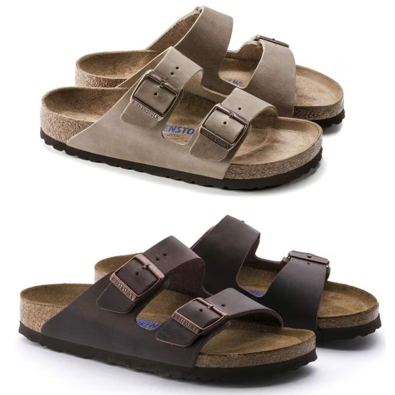 Birkenstock Arizona Soft Footbed Oiled Leather Habana and Tobacco Brown Sandals