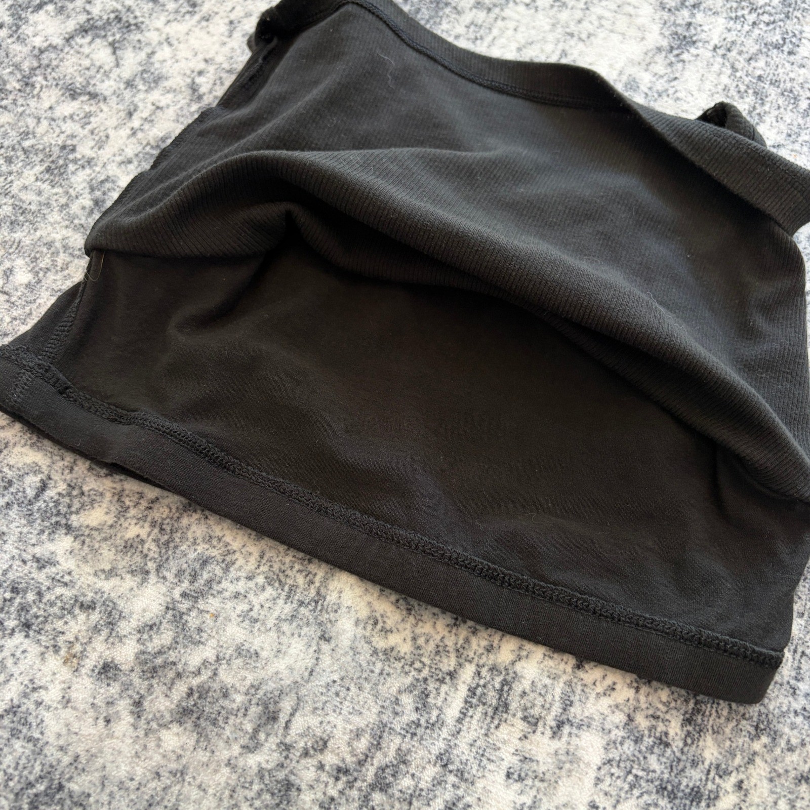 PINK Victoria’s Secret Ribbed Crop Tank Top Womens Size XS Black Scoop Neck