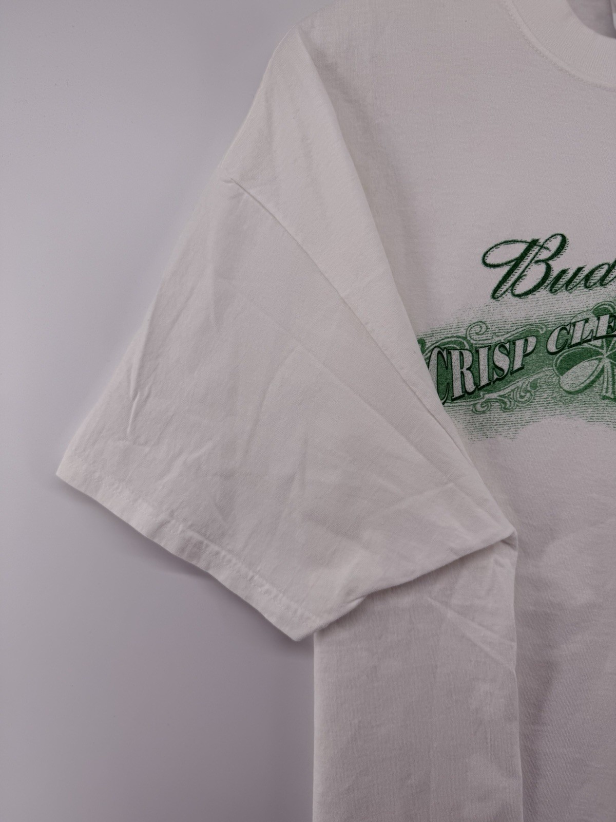 Budweiser T Shirt Mens XL White Graphic Crisp Clean Celtic Hanes Vintage
