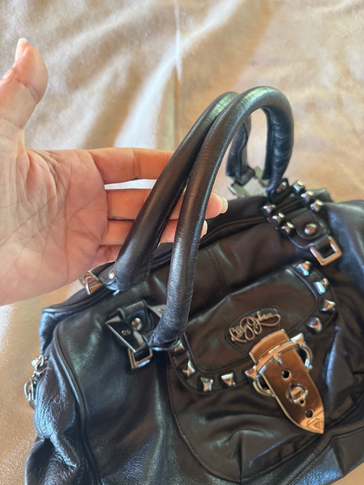 2000s Betsey Johnson Studded Black Purse VINTAGE LEATHER