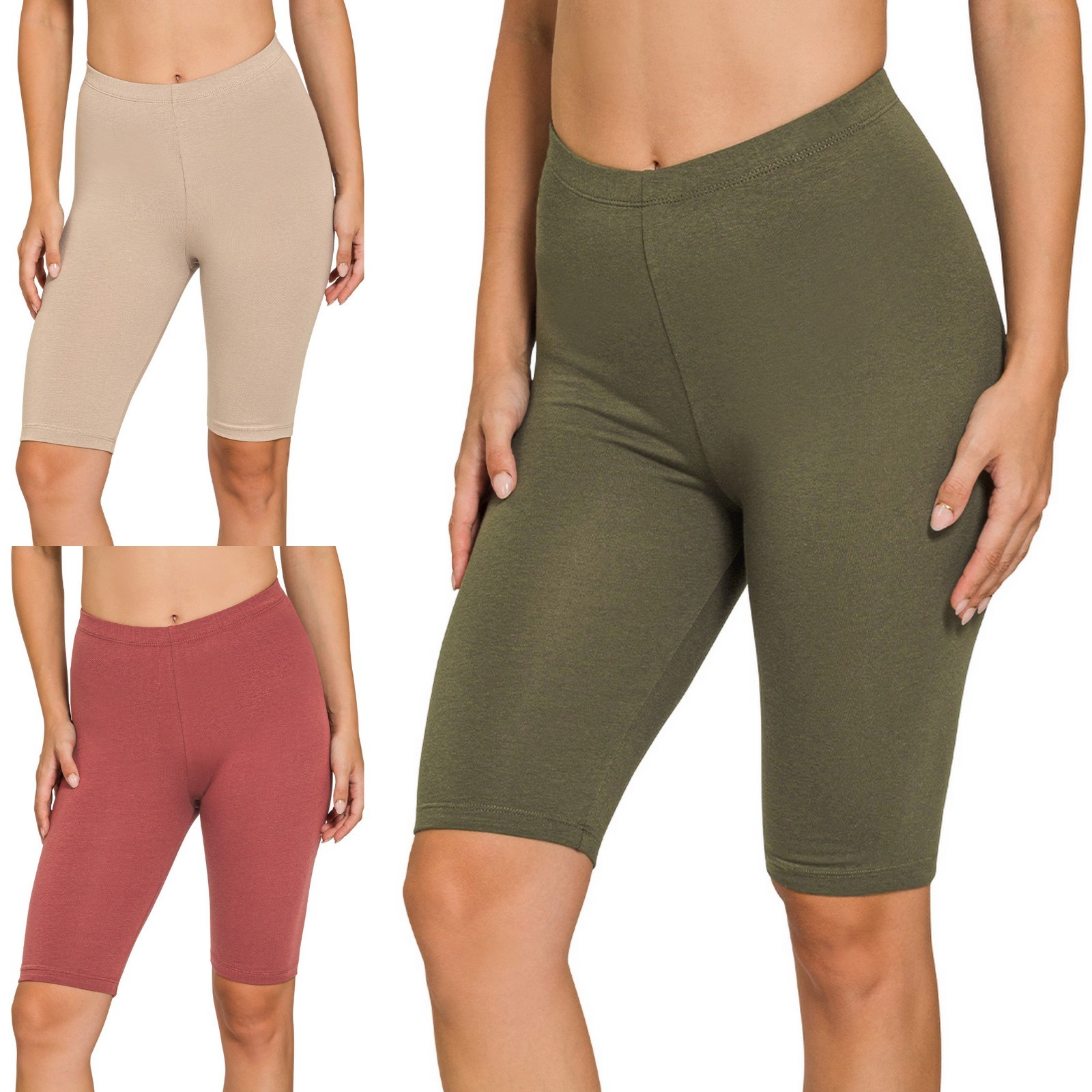 Women’s Premium Cotton Bermuda Shorts Soft Stretch Quality Fabric Biker Leggings