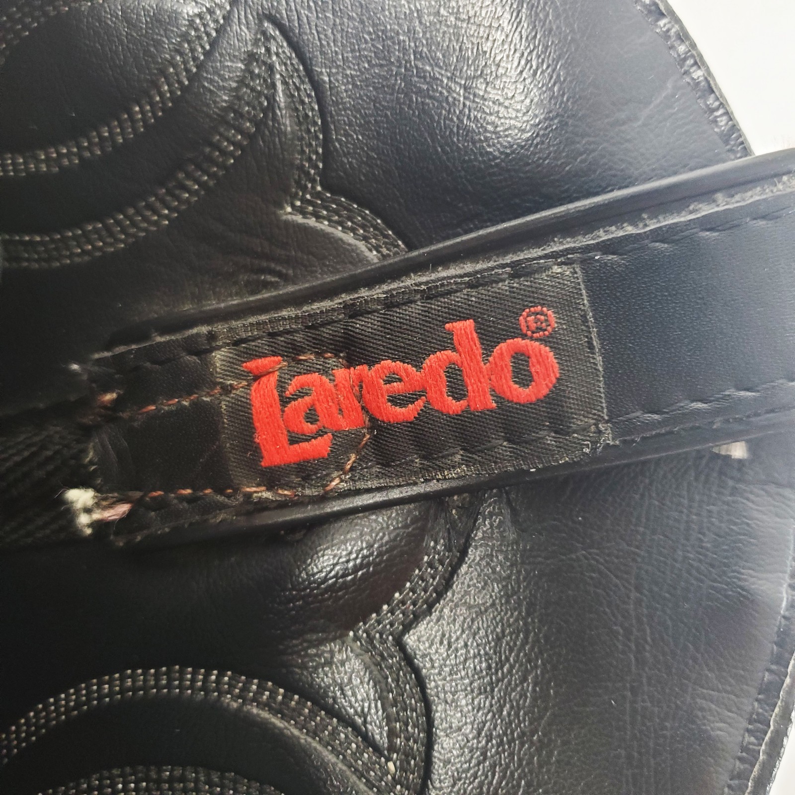 Vintage Laredo Mens 8D Python Snakeskin Cowboy Boots Black Leather USA Made