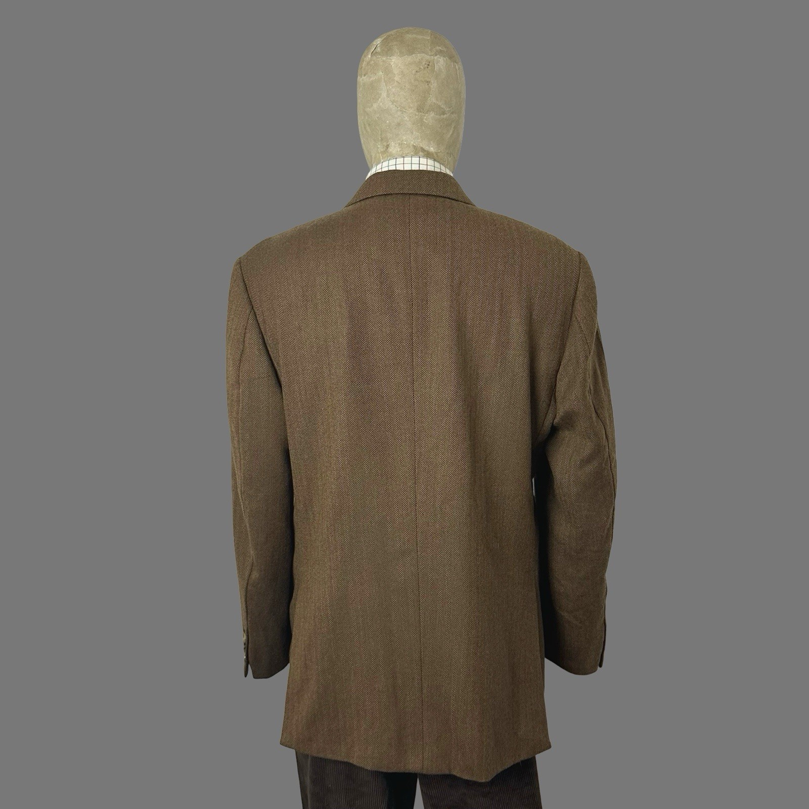 Bespoke Tweed Sport Coat 42R Brown Herringbone Ash Tailor Wool Jacket Tailored