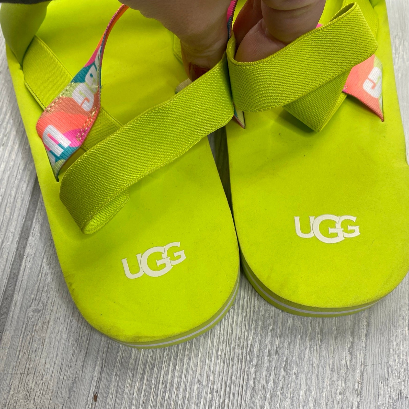 Ugg Women’s Lime Green Strappy Zuma Sling Sandals Size 6
