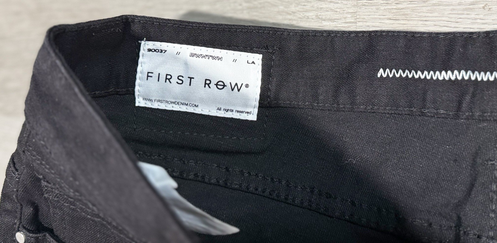 First Row Downtown La Racing Slim Fit Jeans Men’s Size 38×32 Black Patchwork NWT
