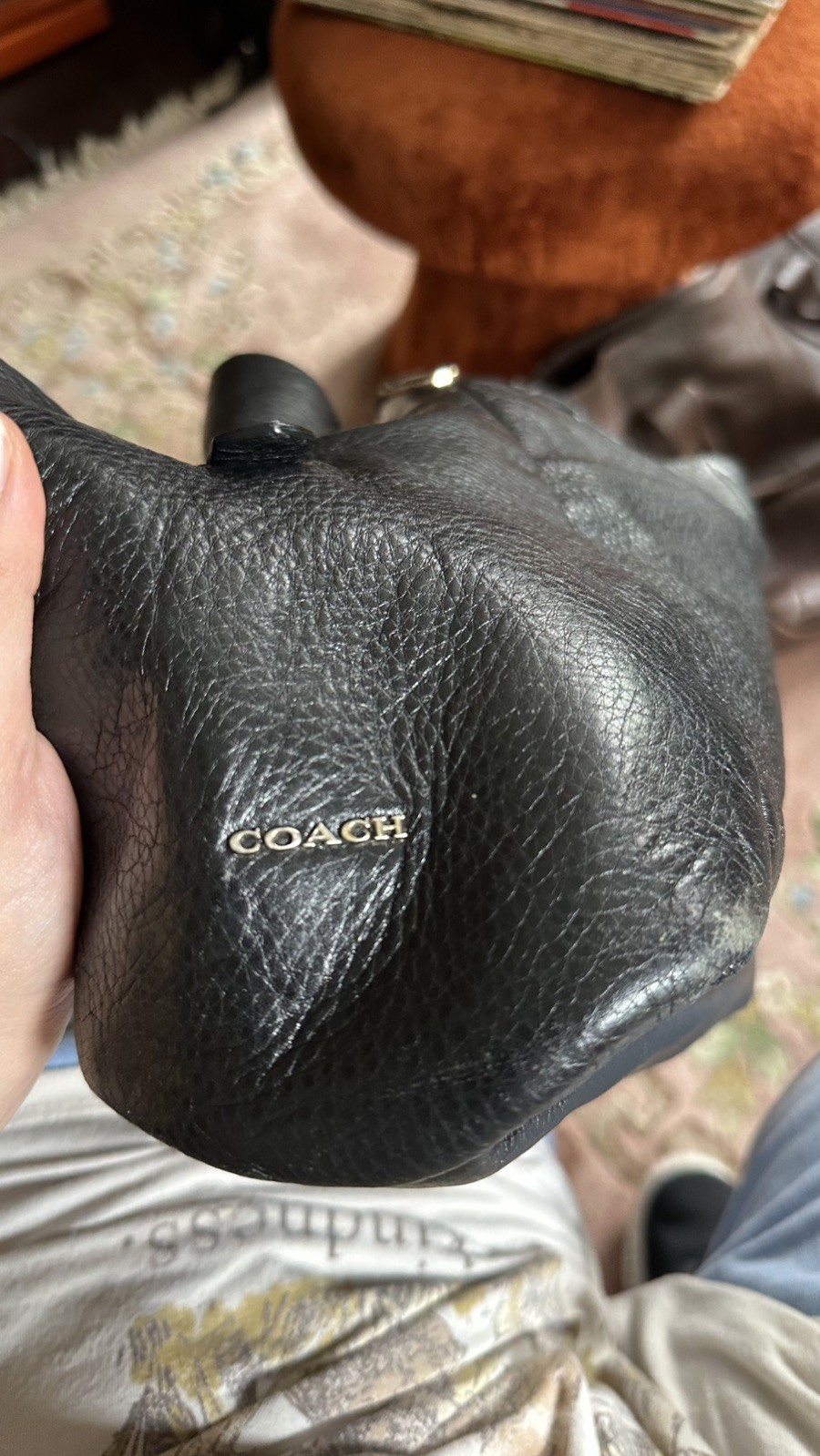 Authentic Coach Madison Phoebe Pebbled Leather Shoulder Black Bag
