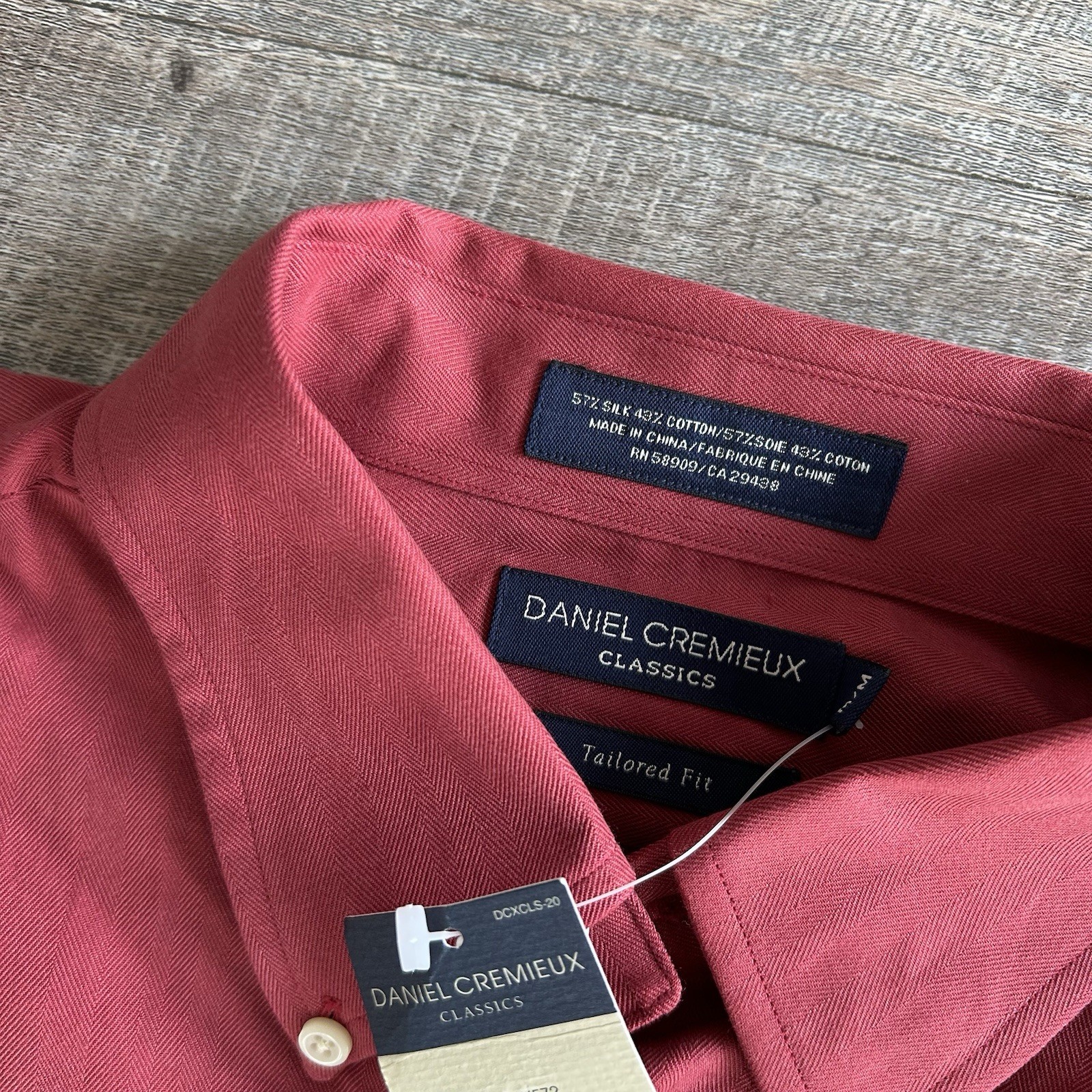 Daniel Cremieux Mens Medium Button Down Shirt Red Silk Cotton Long Sleeve NWT