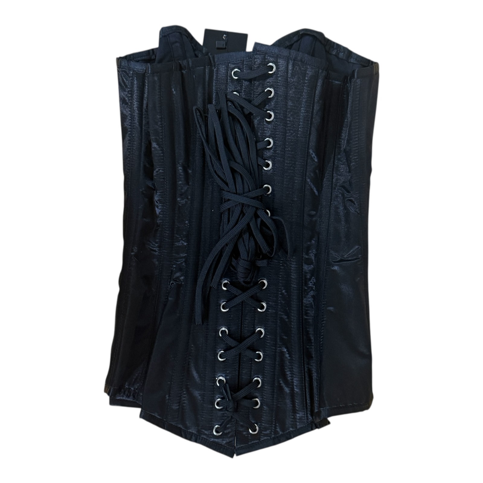 GothicXO Corset Underbust Black Glossy Lace Up Corset Size 24 New With Tags