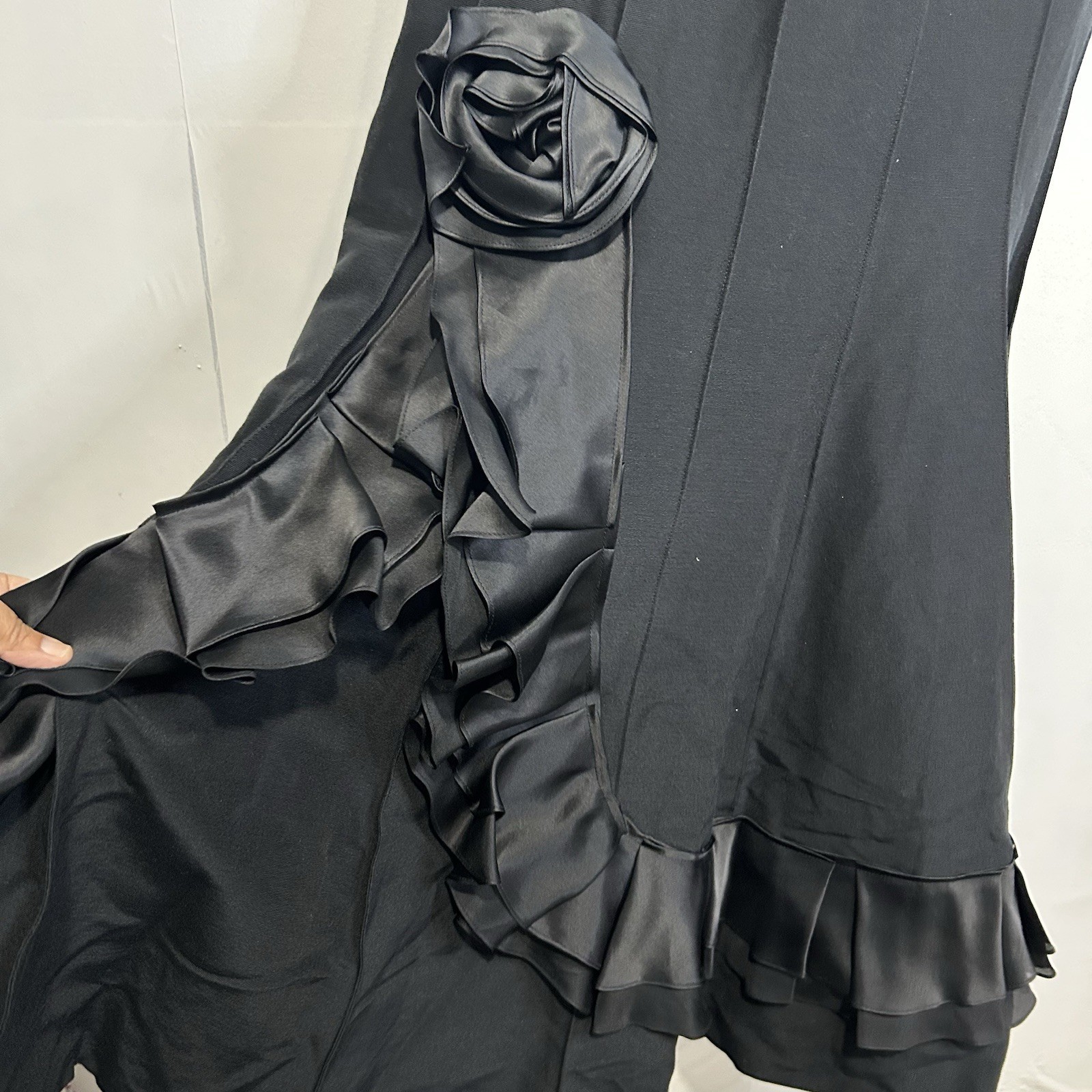 Kay Unger Black Strapless Maxi Dress Size 6 Formal Evening Gown Silk Blend