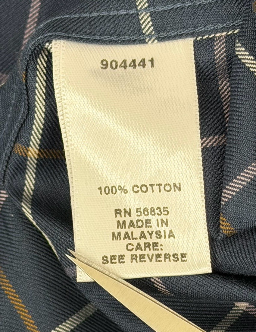 Cabelas Outfitter Series Shirt Mens 5XL Navy Windowpane Nanotex Button Down NEW