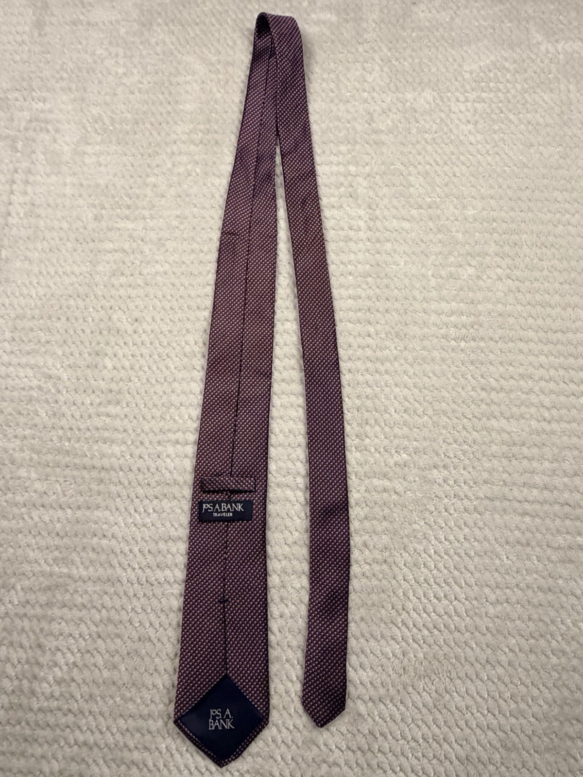 Jos A Bank Traveler Collection Maroon Microdot Silk Tie Extra Long 64inches