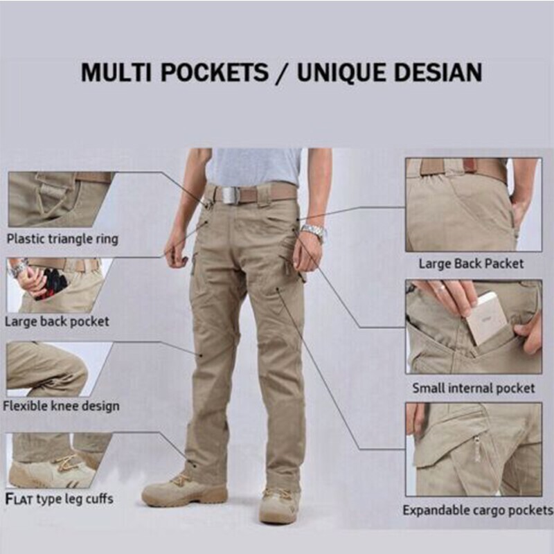 Mens Tactical Cargo Pants Work Pants Combat Outdoor Waterproof Hiking Trousers