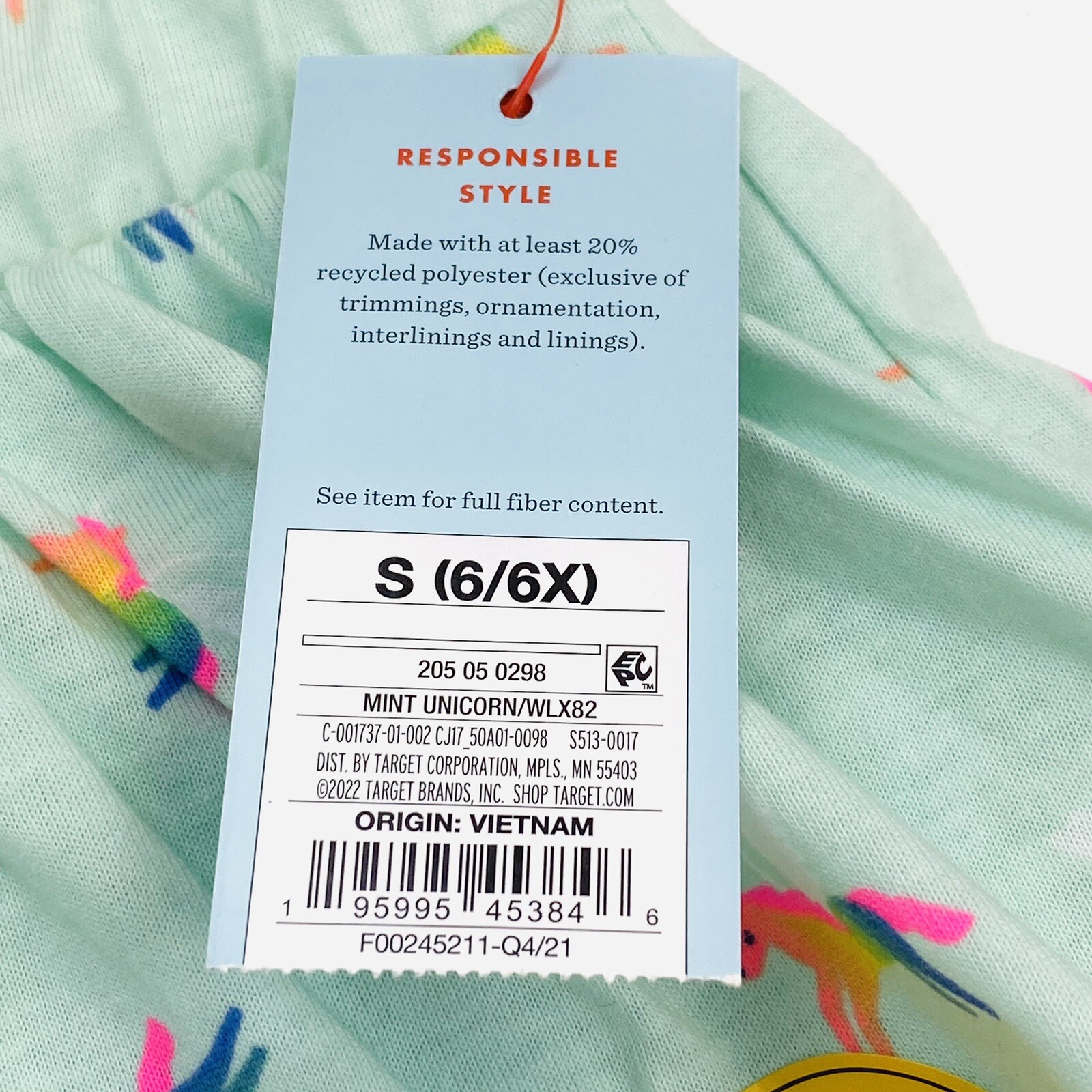 Cat & Jack Girls Size S 6/6X Skort Mint Unicorn