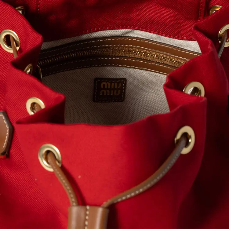 MIU MIU Cotton Backpack Regular Women’s Red Brandy 9.8×4.9×11.6 in