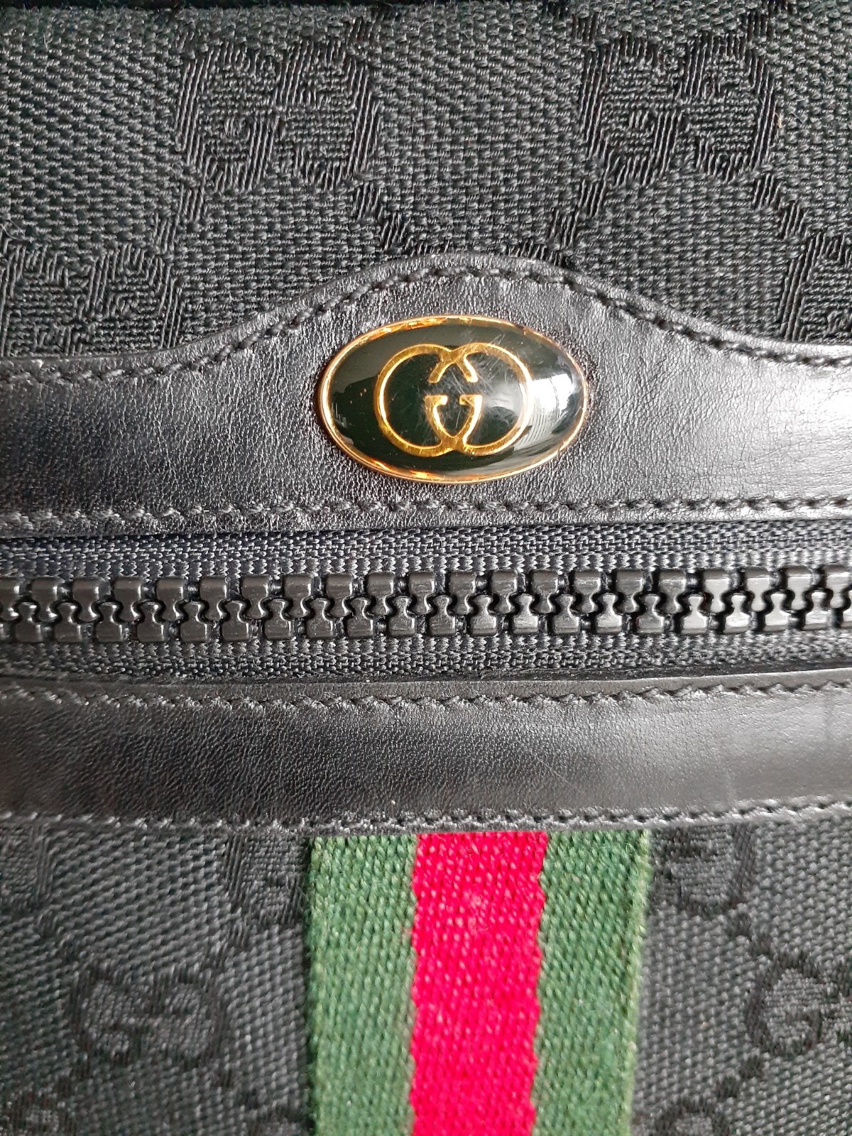 Vintage Designer Ophidia Gucci Crossbody Black W/ Web Sherry Line Pre-Owned Fair