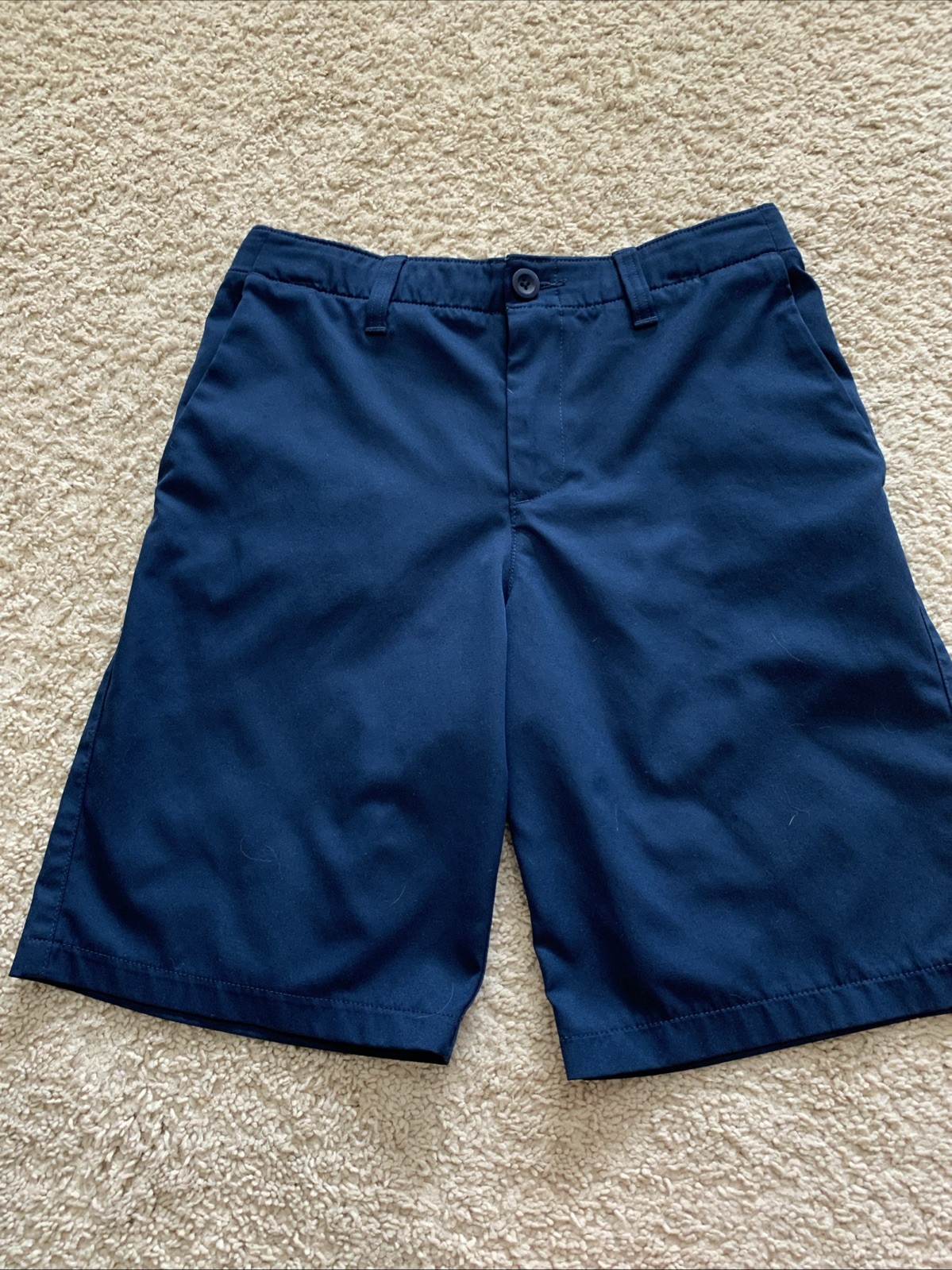 Under Armour Boys Navy Golf Shorts Youth Size 14 Performance Athletic Uniform 9’