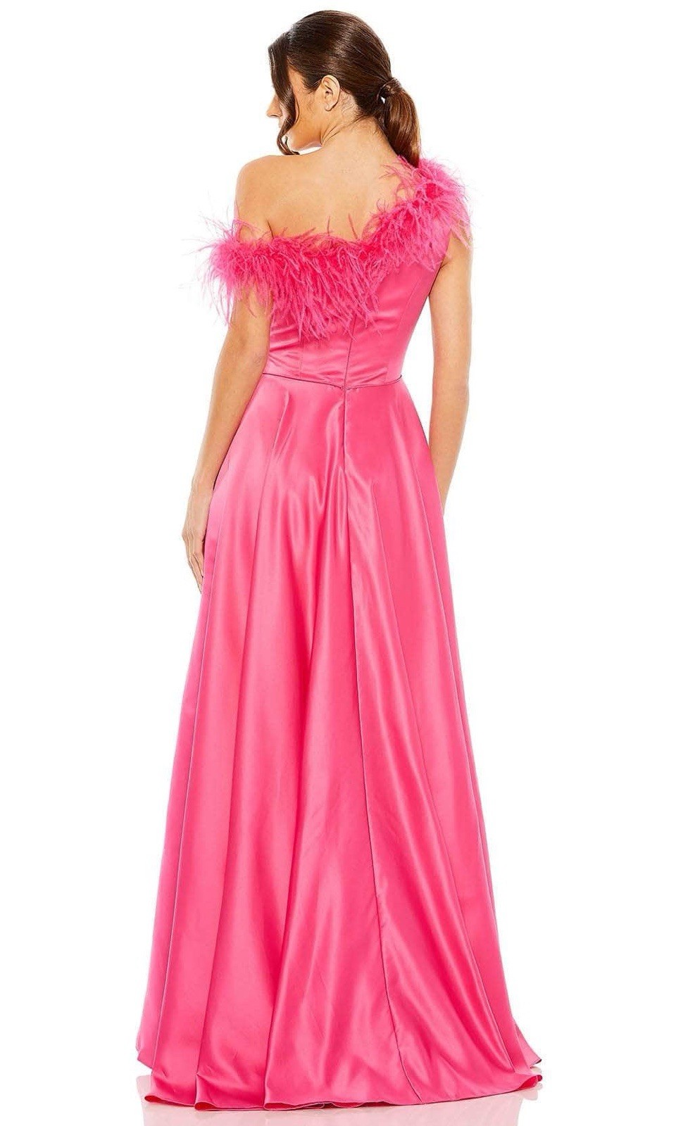 Mac Duggal Size 4 Pink 11684 One Shoulder A-Line Maxi Gown Feather Prom Dress