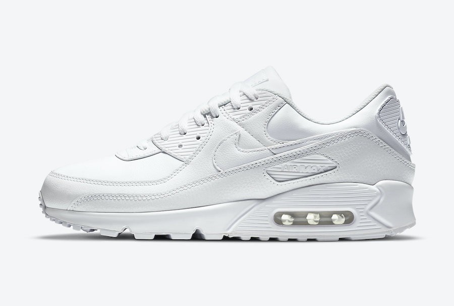 Nike Air Max 90 Leather Triple White OG CZ5594-100 sz 8 Men’s Retro Running