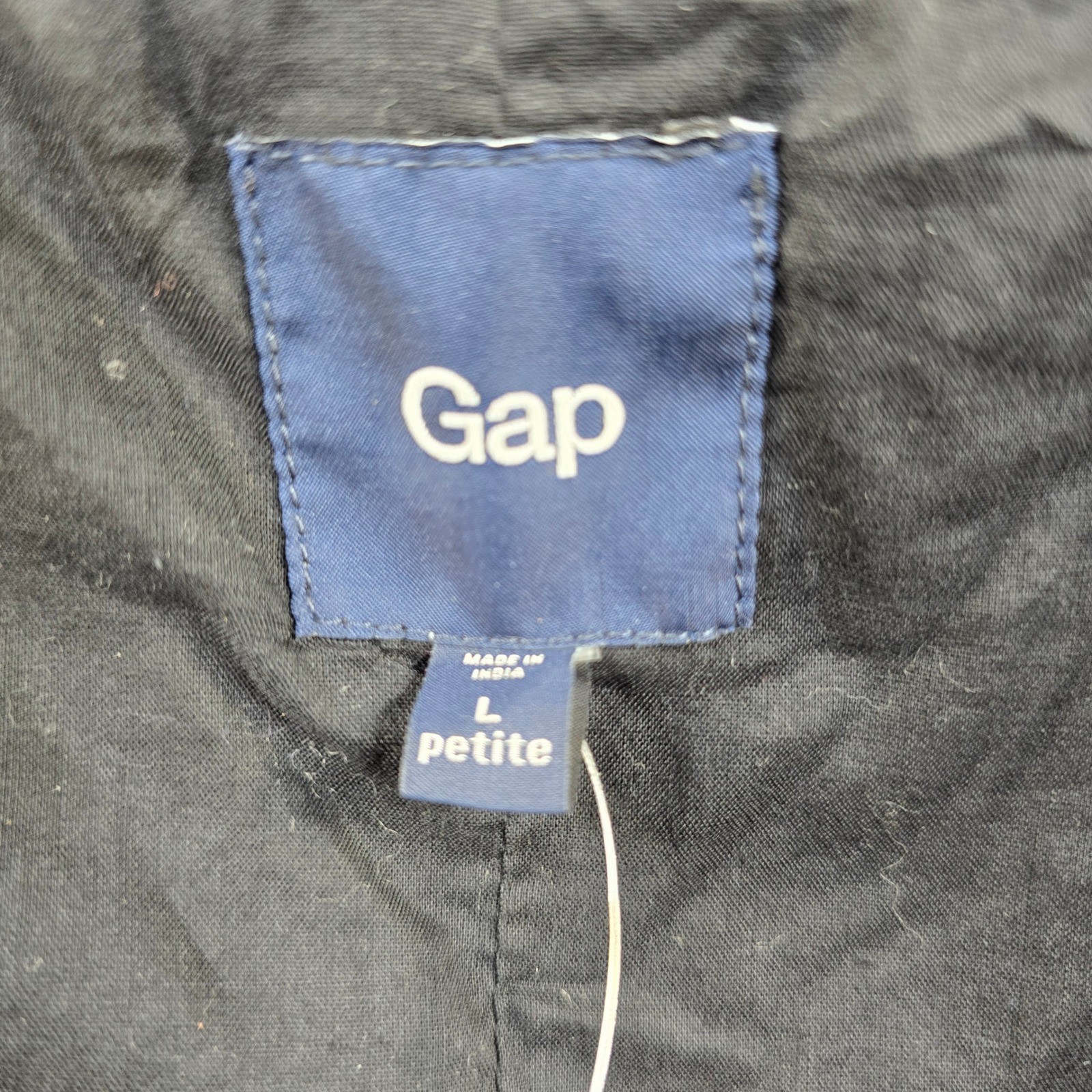 GAP Toggle Coat Ribbed Knit Sleeve Jacket Womens Large Petite LP Black Wool NEW