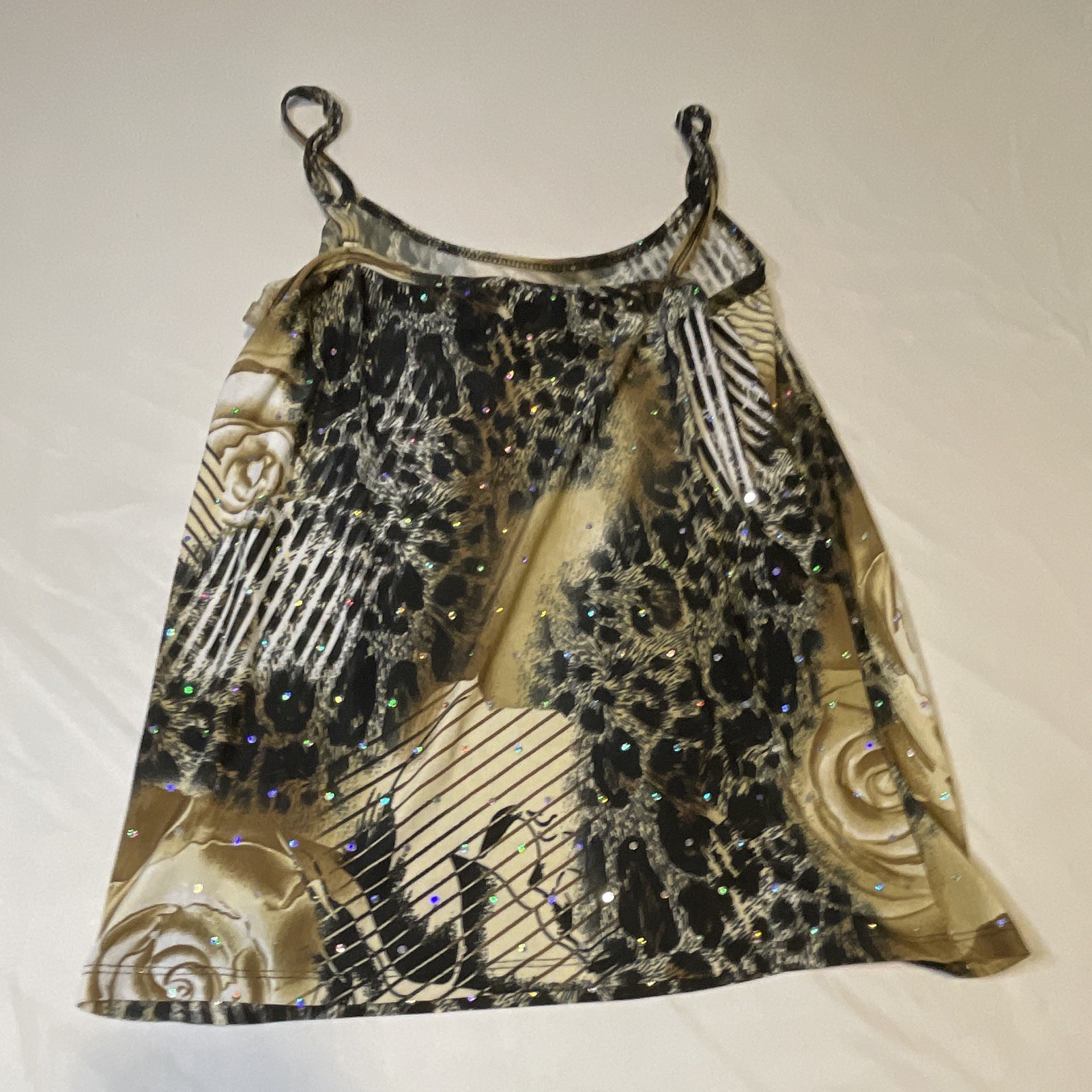 CDP & co. Women’s One Size Animal Print Spaghetti Strap Rhinestone Cami Tank
