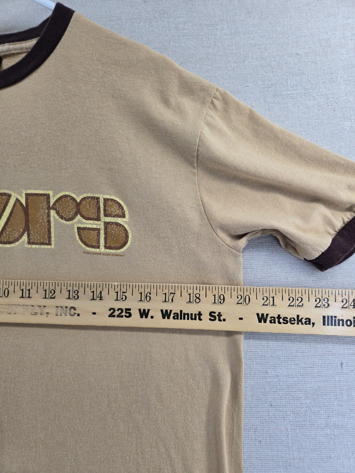 Vintage 2003 The Doors – Jim Morrison Rock Band Ringer Shirt Mens Medium Beige