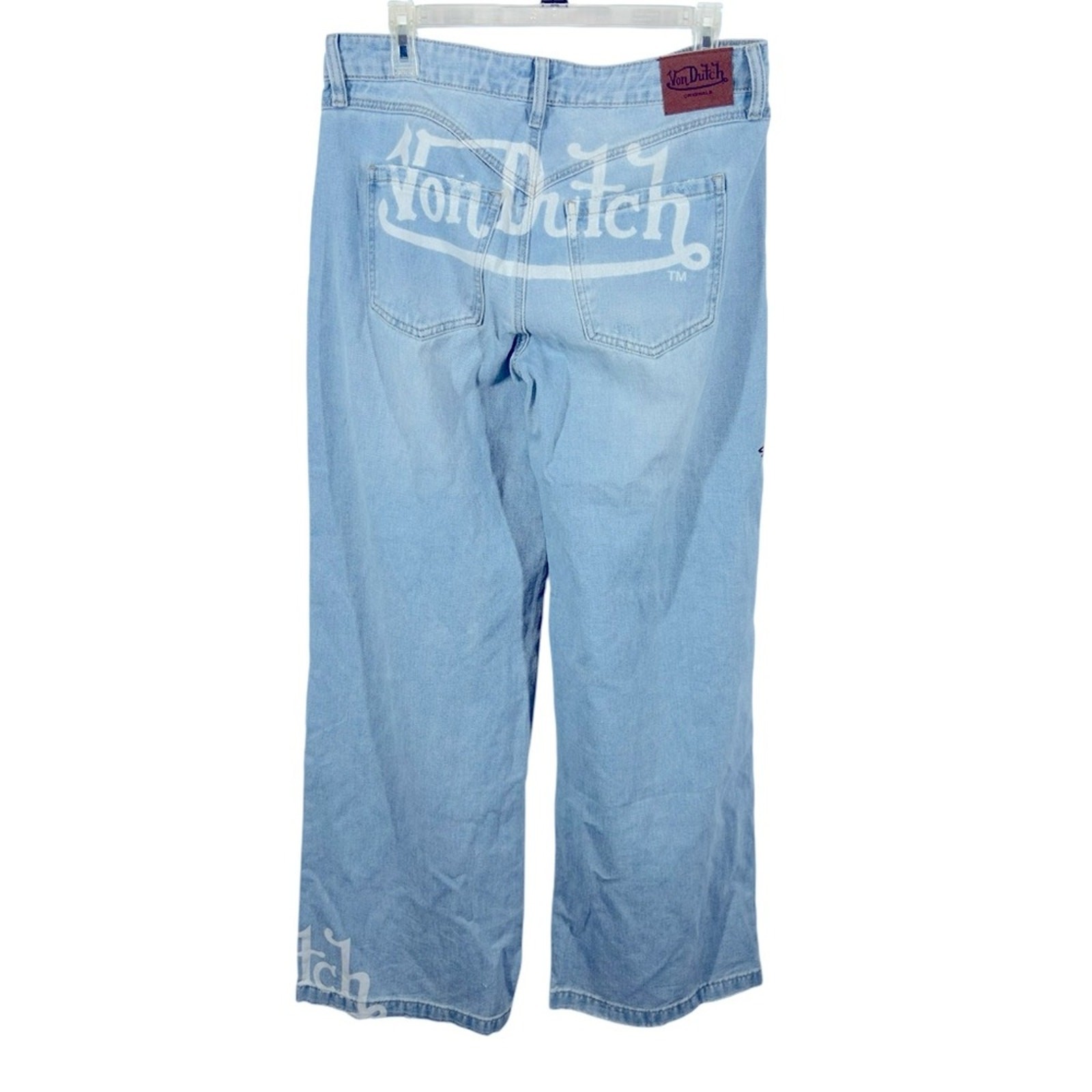 Von Dutch Start Somewhere Jeans Womens 7 Baggy Wide Leg Distressed Patchwork
