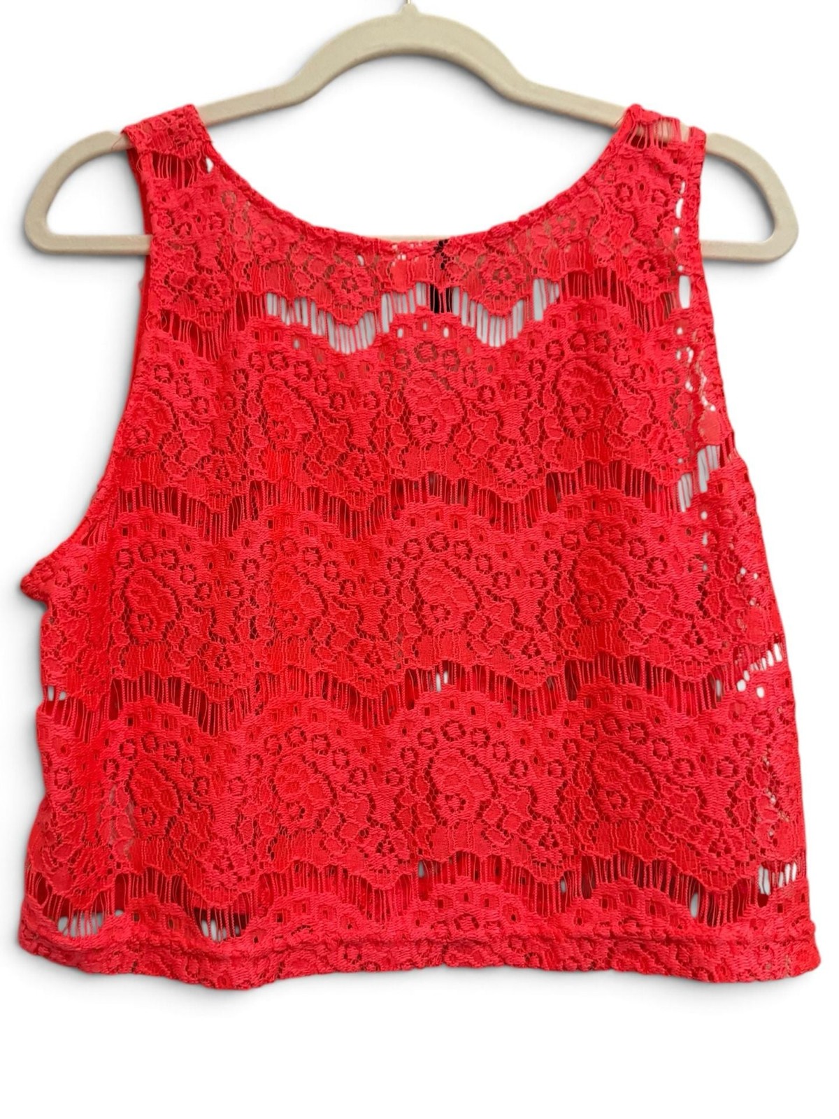 Divided by H&M Coral Pink Lace Crop Tank Top Size US 14