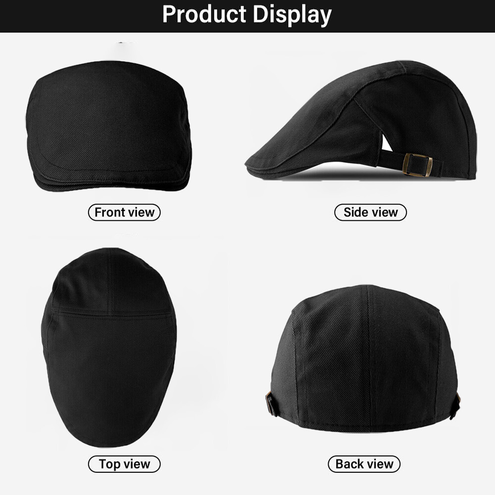 Mens Classic Newsboy Hat Solid Cotton Gatsby Cap Ivy Golf Driving Flat Cabbie US
