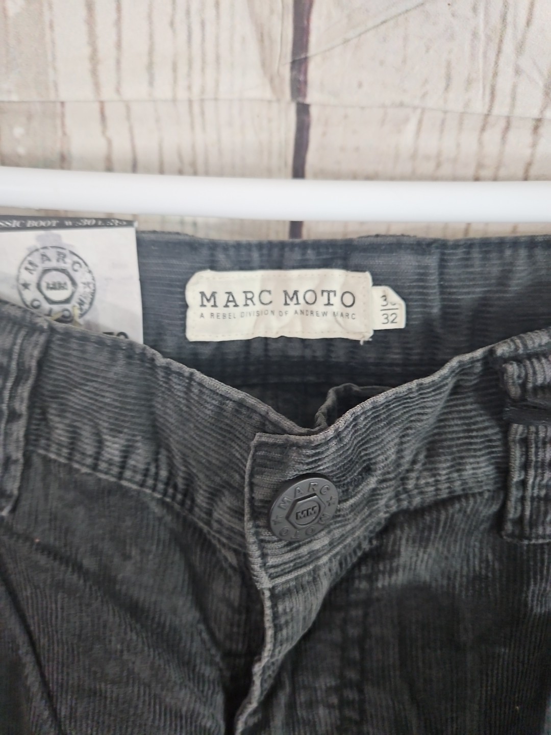 Marc Moto Men Size 30×32 Motorcycle Corduroy Bootcut Charcoal Gray Jean